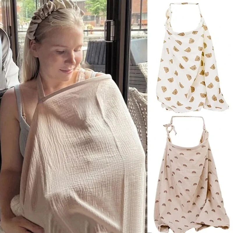 Breathable Muslin Nursing Cover, full view
