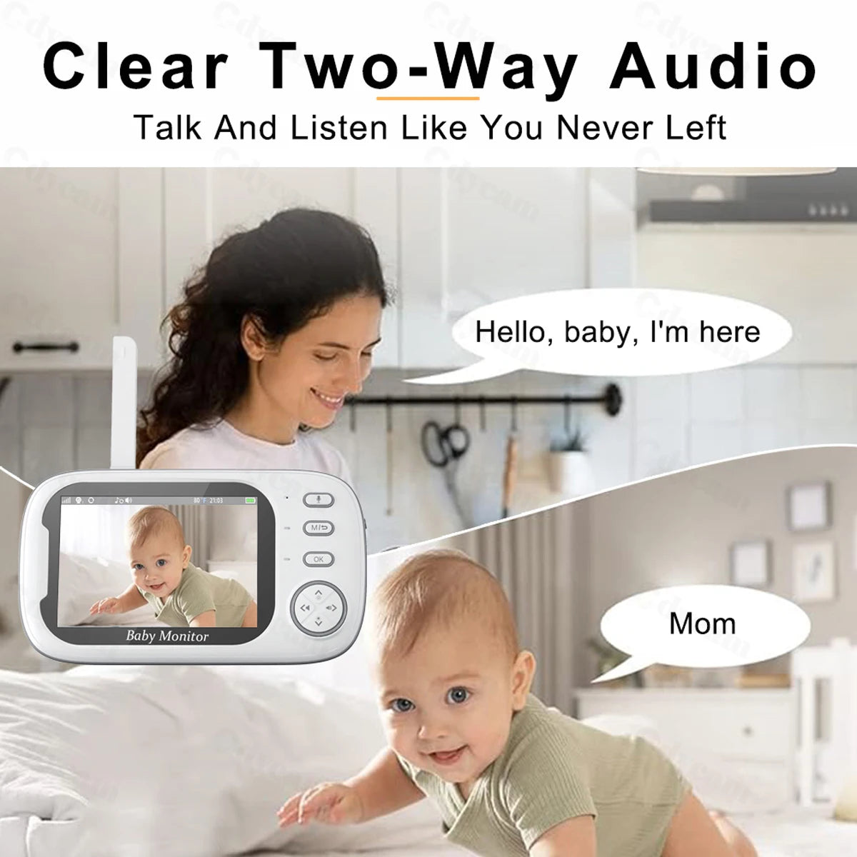 Video Baby Monitor parent unit with two-way audio
