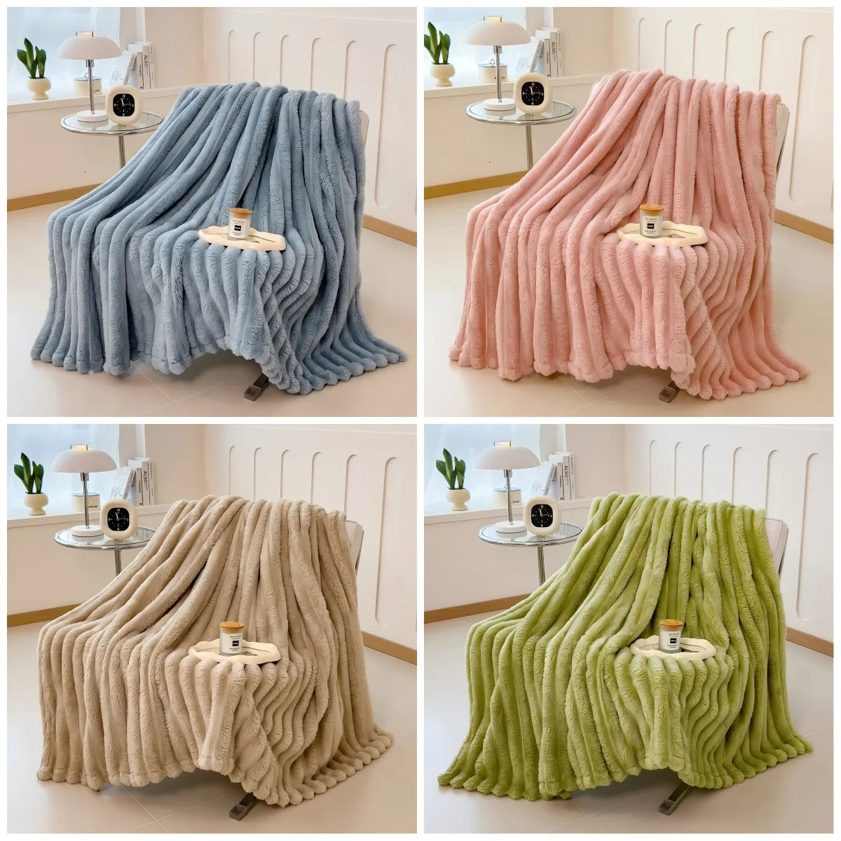 Cozy Striped Multi-Use Throw Blanket