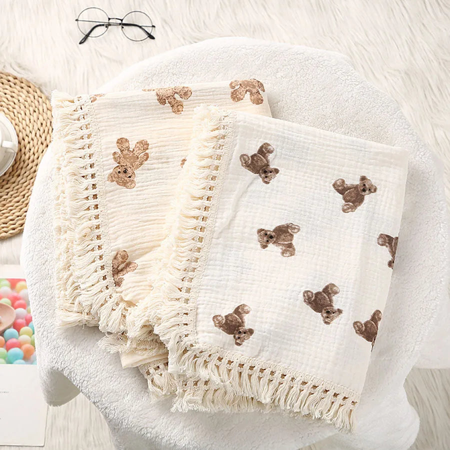 Cute Bear Muslin Swaddle Blanket