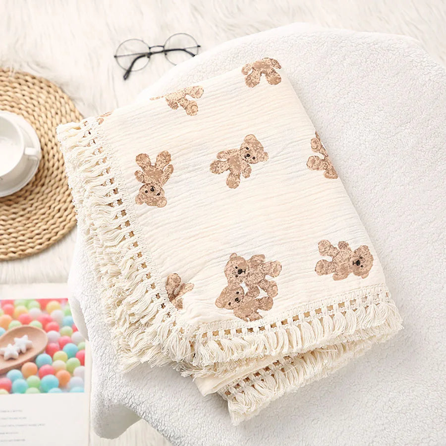 Cute Bear Muslin Swaddle Blanket