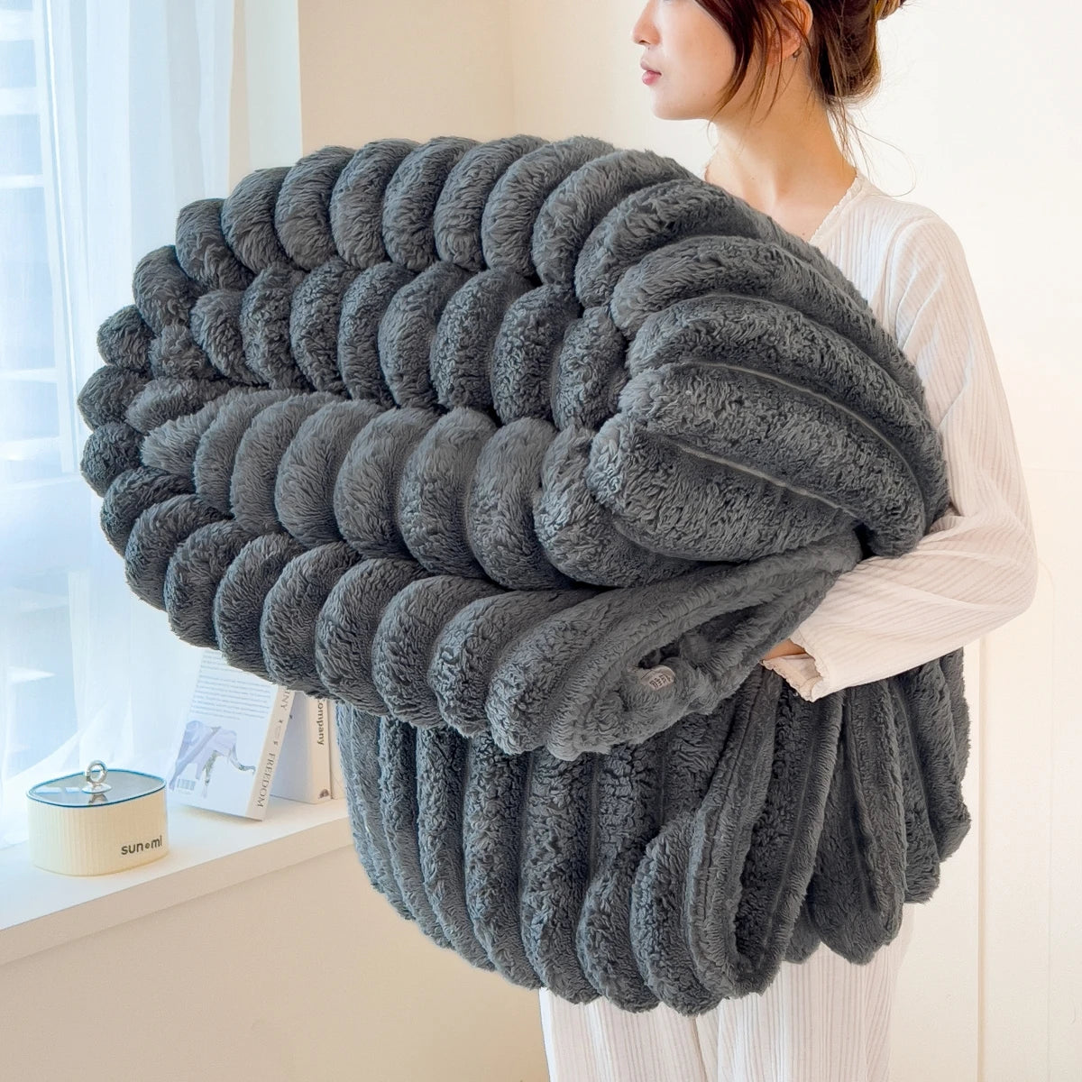 Cozy Striped Multi-Use Throw Blanket