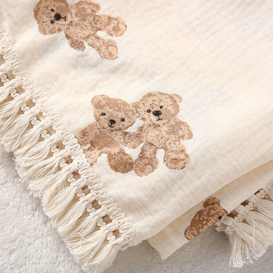 Cute Bear Muslin Swaddle Blanket